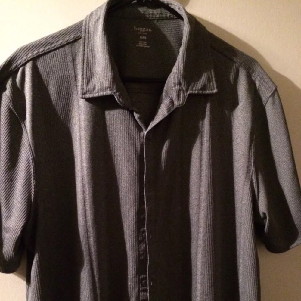 Haggar XL Gray W/Gray Strips Mens Shirt